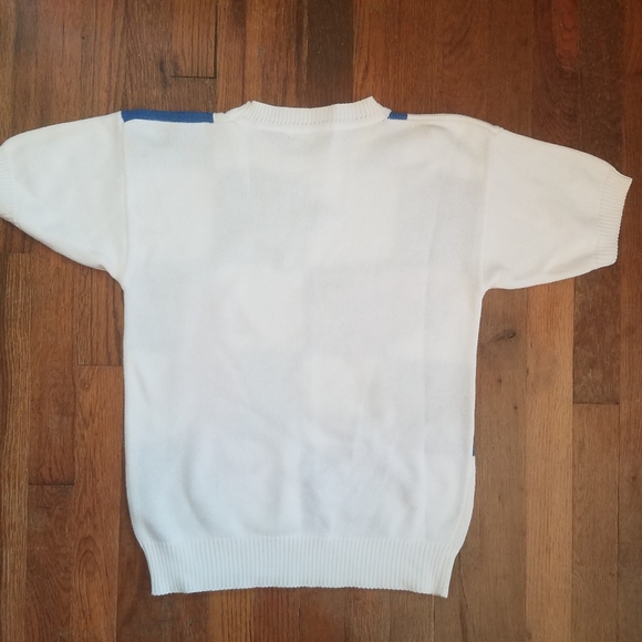 Vintage Fish Beach Sweater Blouse Sz Small Knit 3D Pom Pom Tess Designs Bermuda - Picture 3 of 16